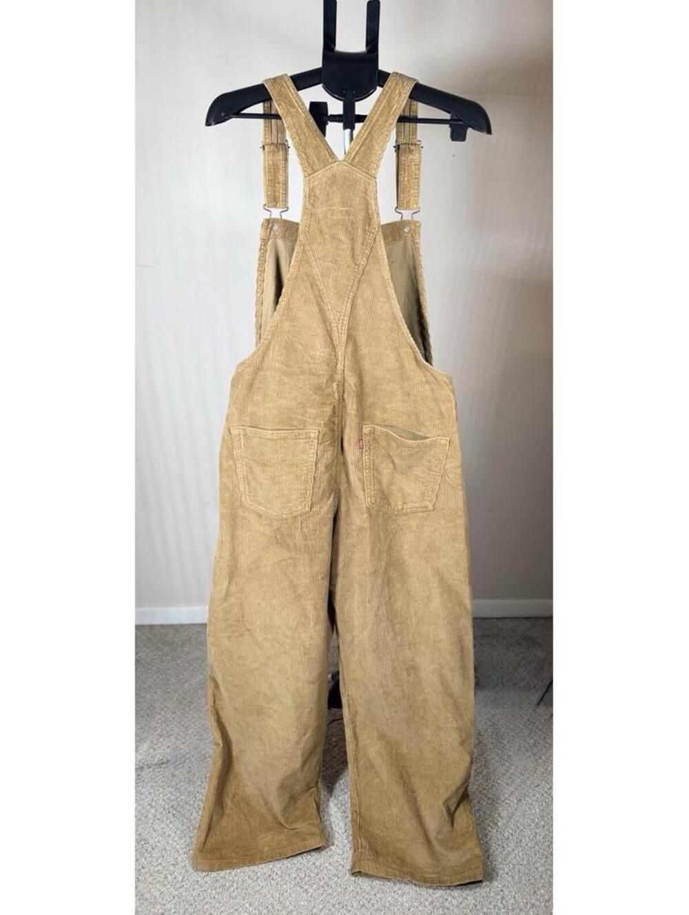 Levi’s Baggy Highwater Corduroy Overalls Ermine Tan Women's Size Large - Picture 2 of 12